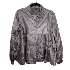 600 WEST Women’s Lightweight Short Trench Coat Metallic Green Taupe L
